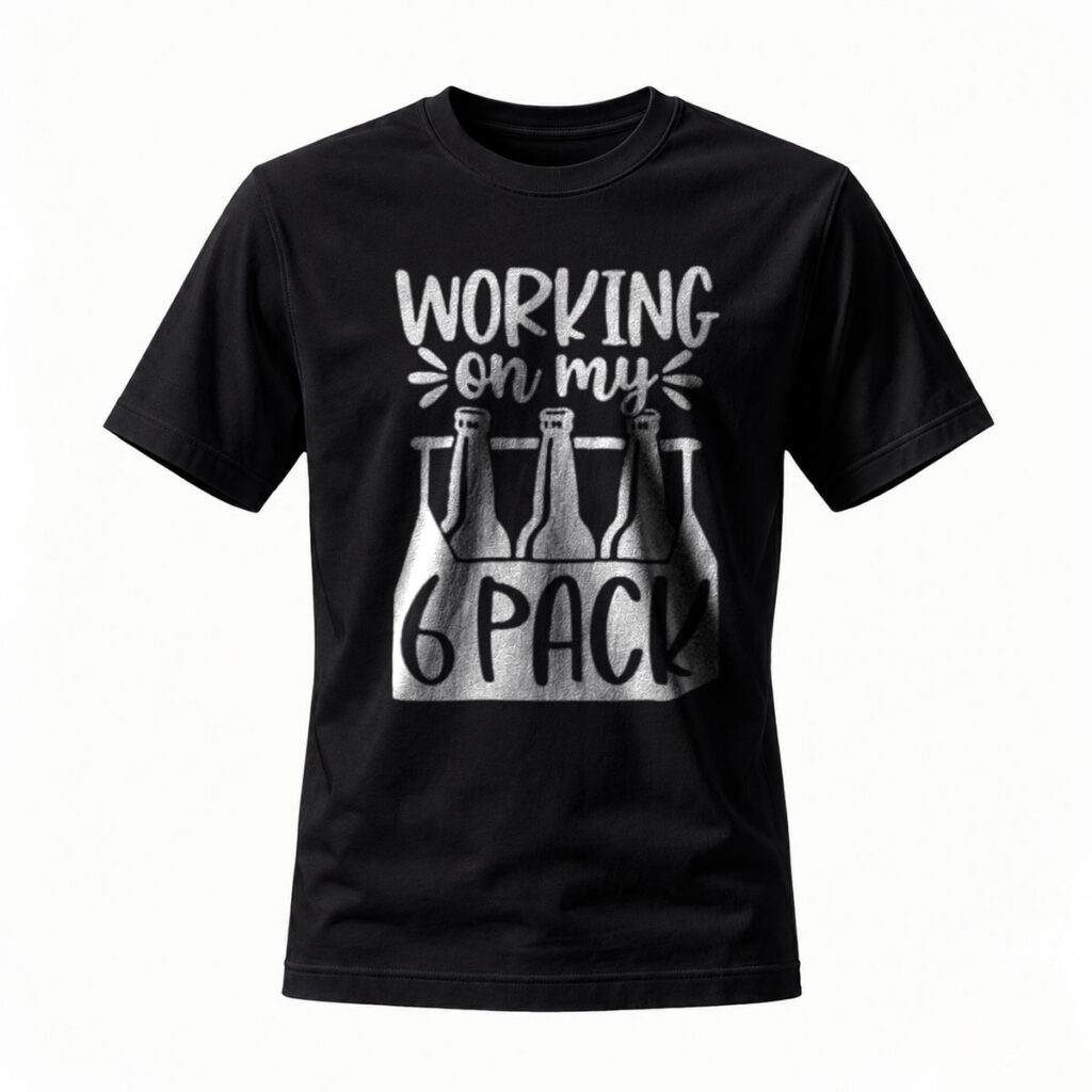 Working on My 6 Pack Beer Bottle T-Shirt Men's Humor Shirt