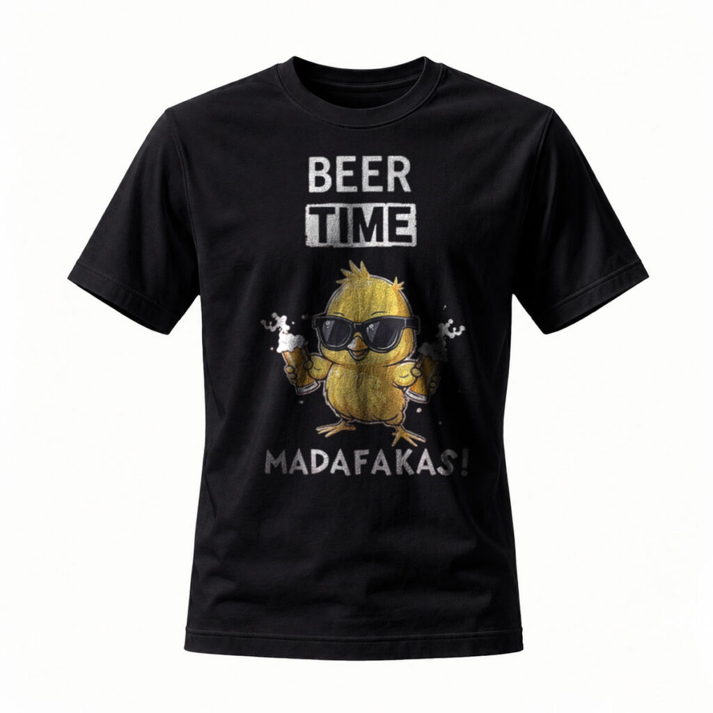 Beer Time MadaFakas Chick T-Shirt Men's Casual Fun Graphic Tee