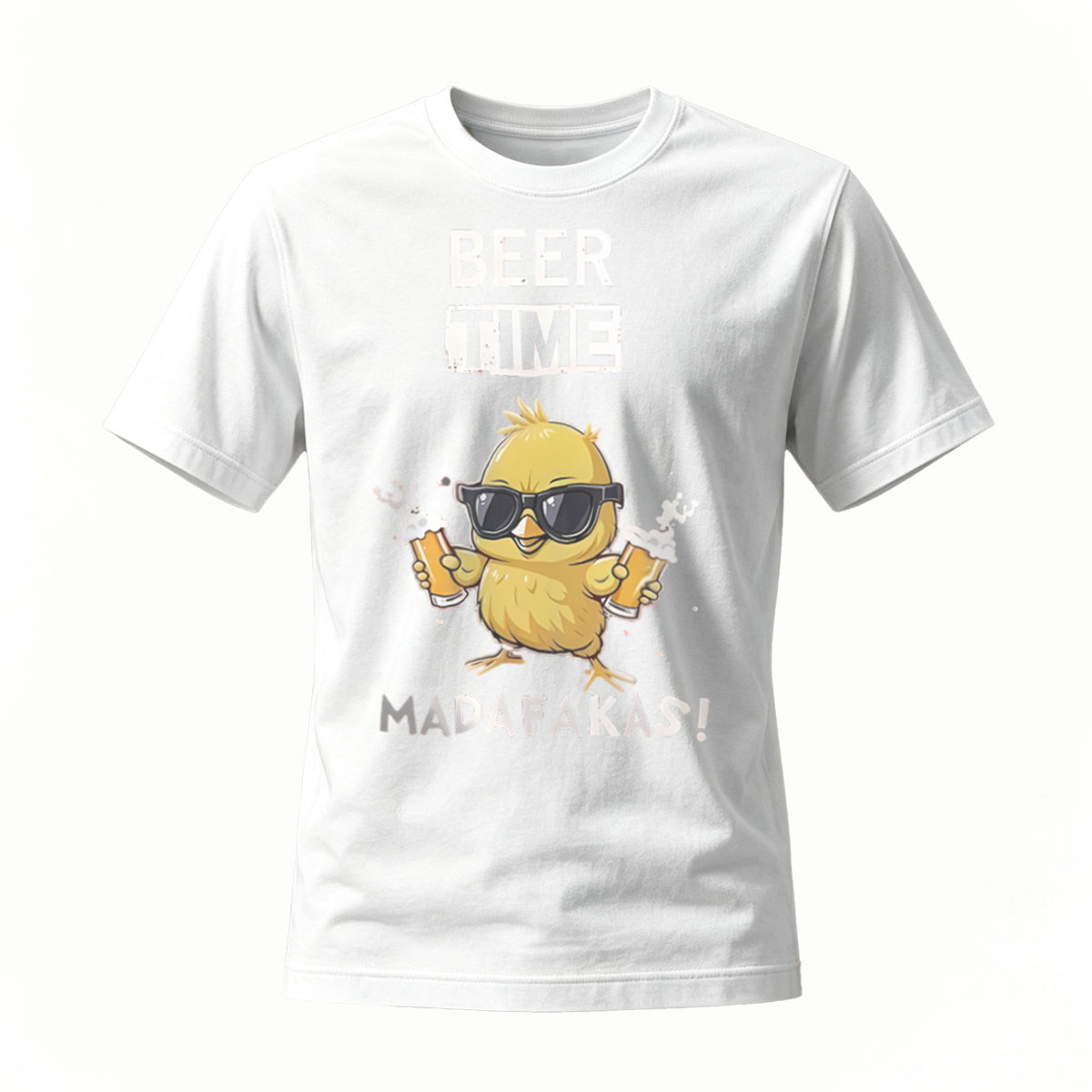 Beer Time MadaFakas Chick T-Shirt Men's Casual Fun Graphic Tee - Image 2