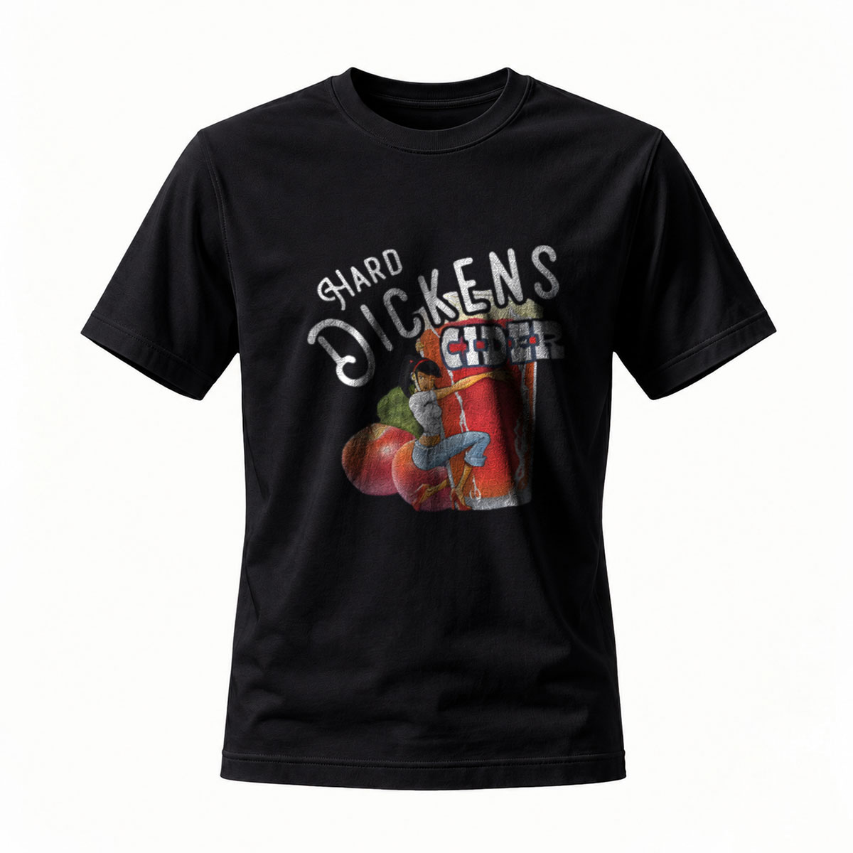 Hard Dickens Cider T-Shirt Men's Black Graphic Tee Apple Drink Design