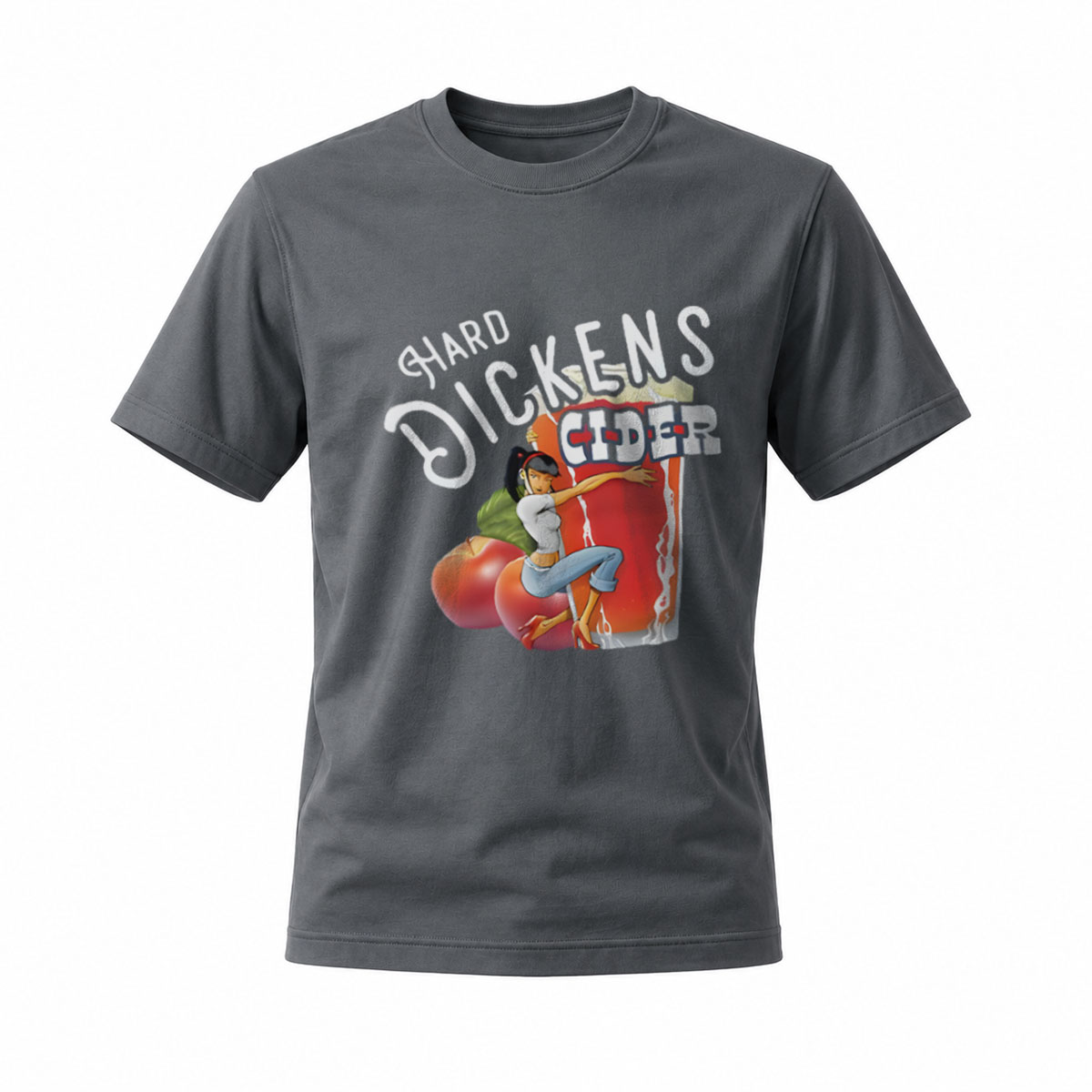 Hard Dickens Cider T-Shirt Men's Black Graphic Tee Apple Drink Design - Image 6