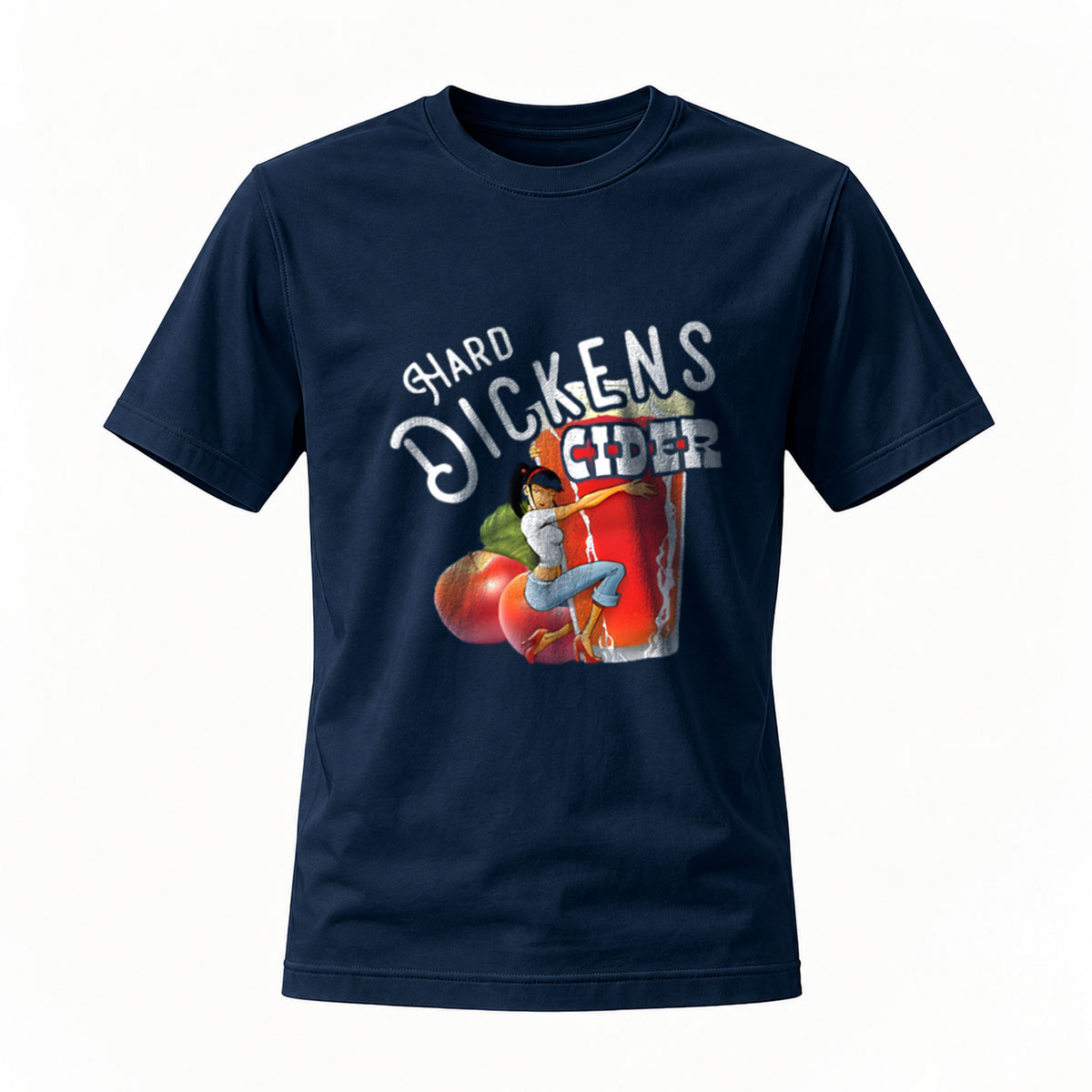 Hard Dickens Cider T-Shirt Men's Black Graphic Tee Apple Drink Design - Image 7