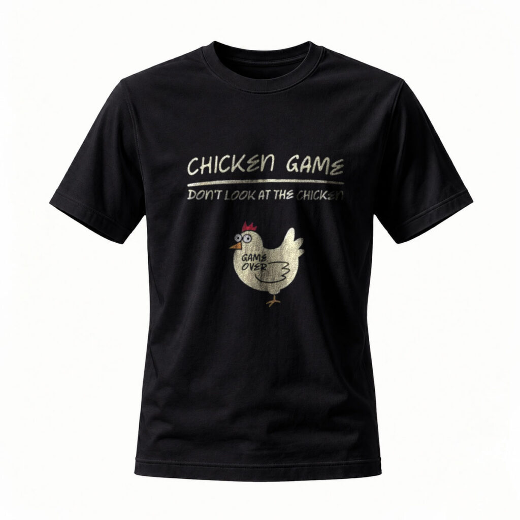 Chicken Game T-Shirt Men's Funny Graphic Tee Don't Look at the Chicken