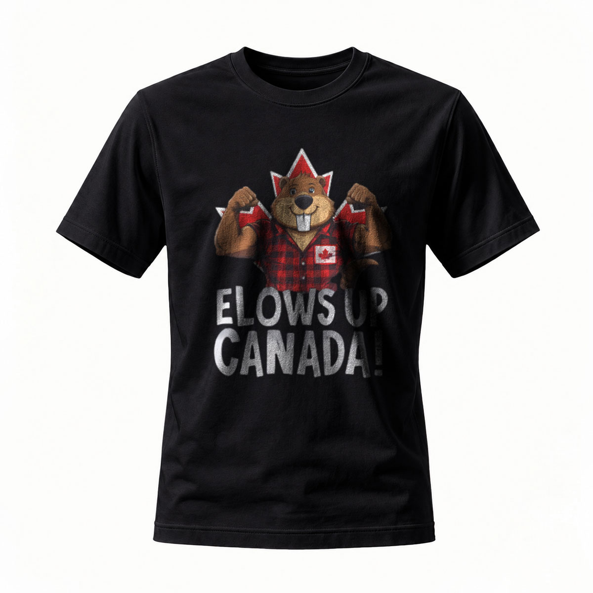 Elows Up Canada Beaver T-Shirt Men's Casual Patriotic Tee