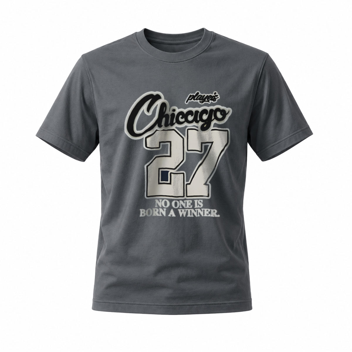 Chicago 27 No One Is Born A Winner T-Shirt Men's Black - Image 6
