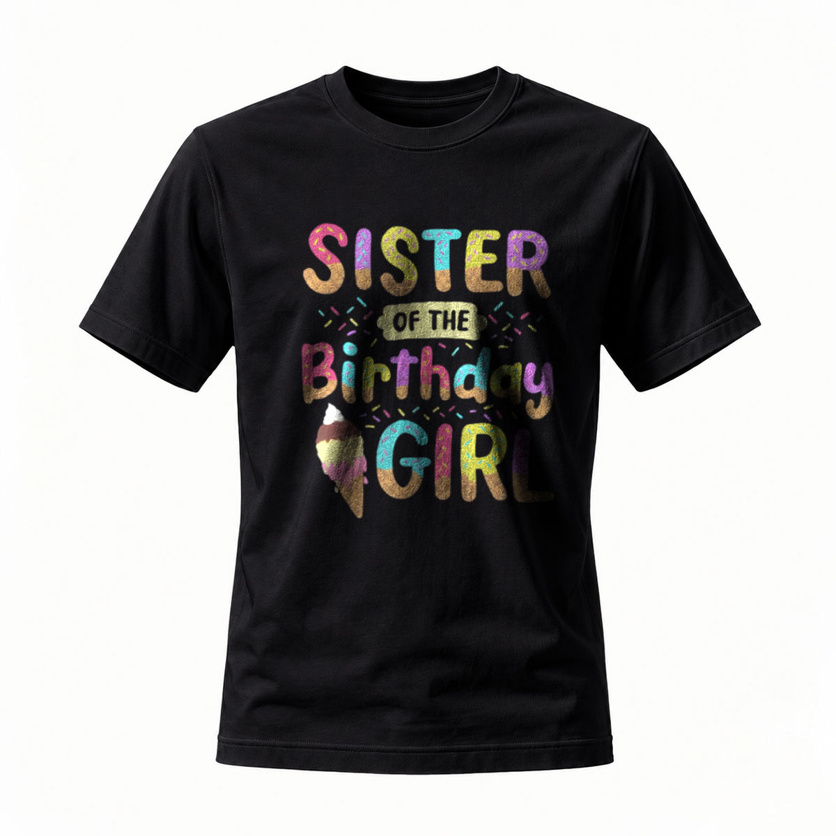 Sister of the Birthday Girl Glitter T-Shirt for Women