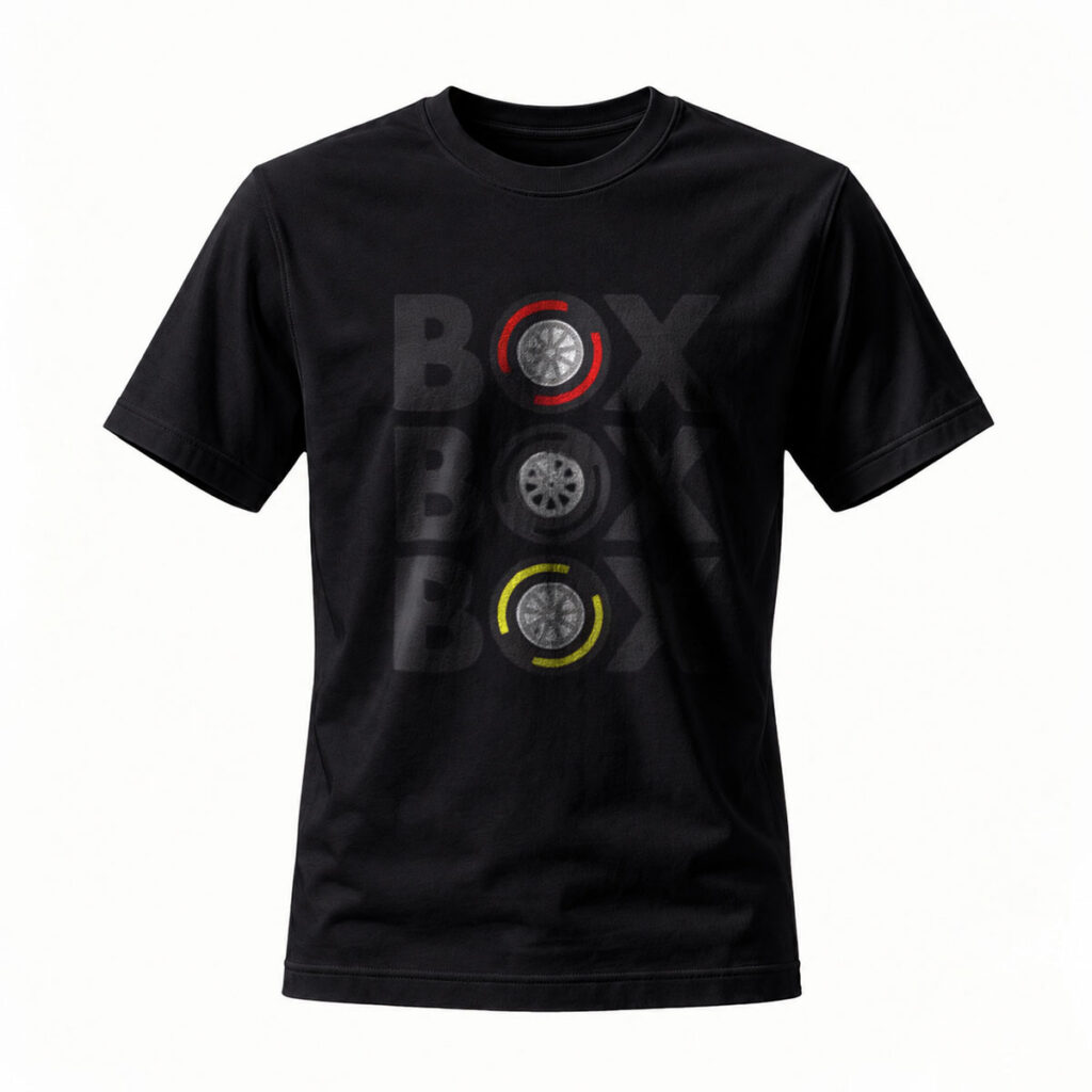 Box Logo Car Wheels T-Shirt Men's Casual Fashion Streetwear