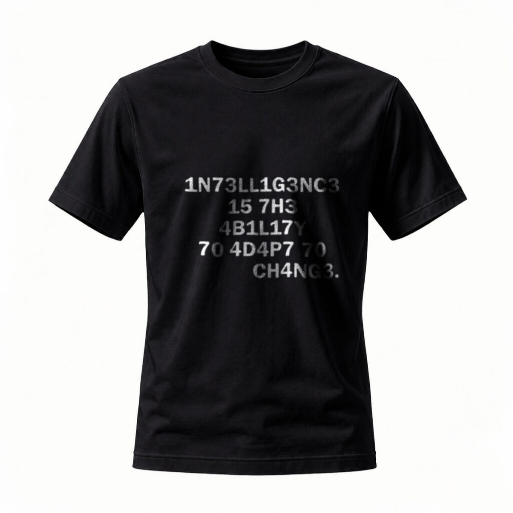 1N73LL1G3NC3 15 7H3 4B1L17Y 70 4D4P7 70 CH4NG3 Men's T-Shirt