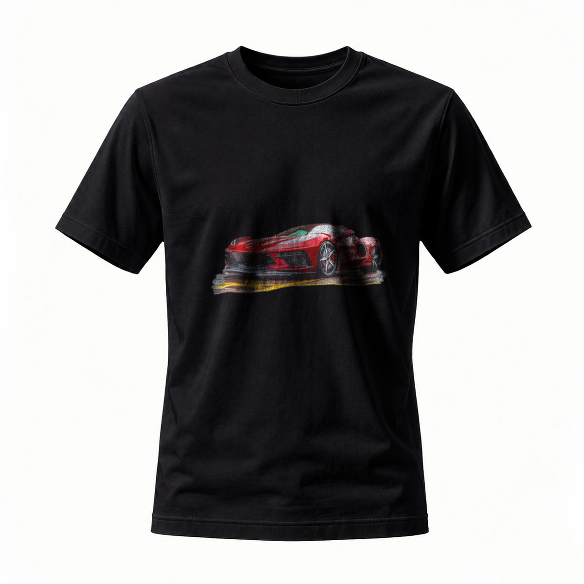 Red Sports Car Racing T-Shirt Men's Casual Wear