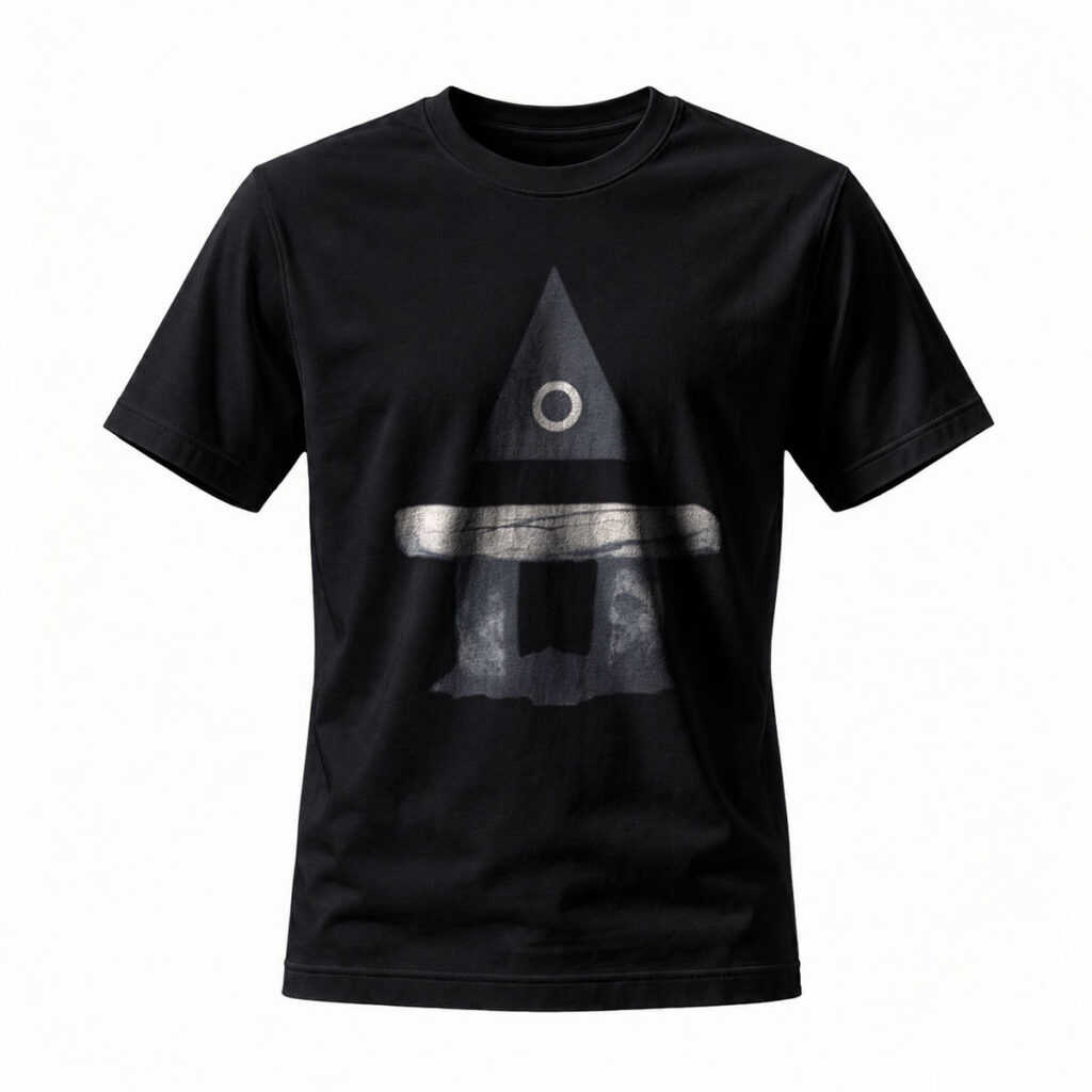 Black T-Shirt with Abstract Pyramid Print Men's Casual Wear Gift Idea