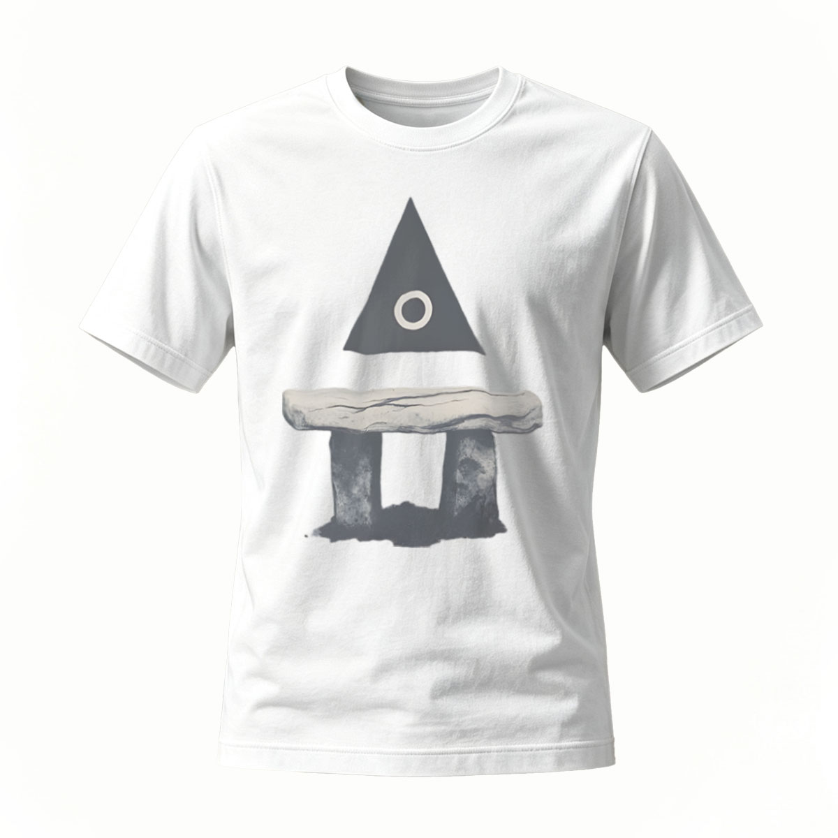 Black T-Shirt with Abstract Pyramid Print Men's Casual Wear Gift Idea - Image 2