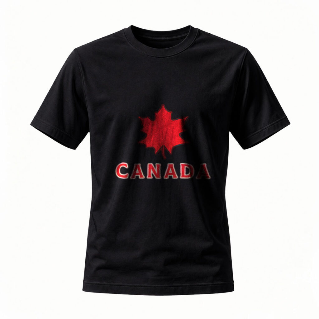 Canada Maple Leaf T-Shirt Men's Black Red Logo Casual Wear