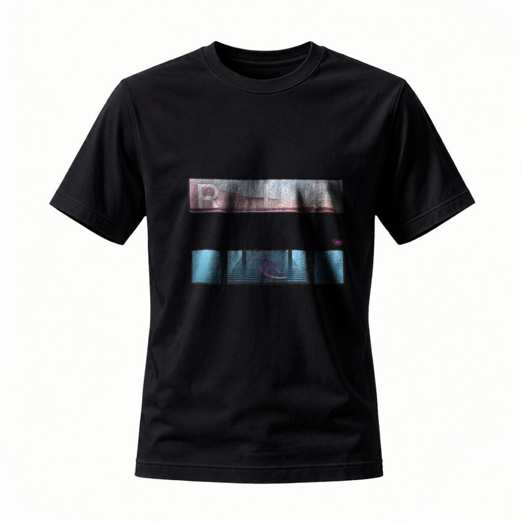 Black T-Shirt with Abstract Art Print Men's Casual Wear