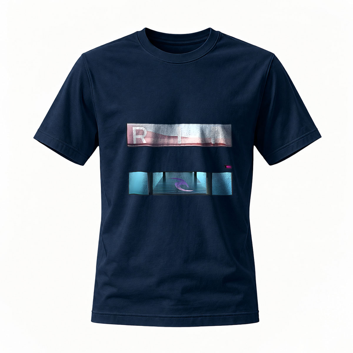 Black T-Shirt with Abstract Art Print Men's Casual Wear - Image 7