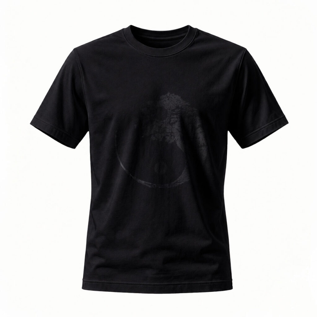 Black T-Shirt with Subtle Circular Print Design for Men and Women