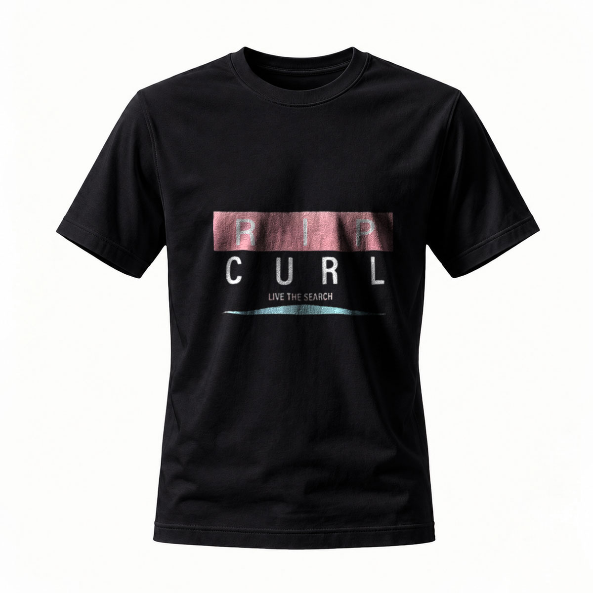 Rip Curl Men's Black T-Shirt Live The Search Logo Print Casual Wear