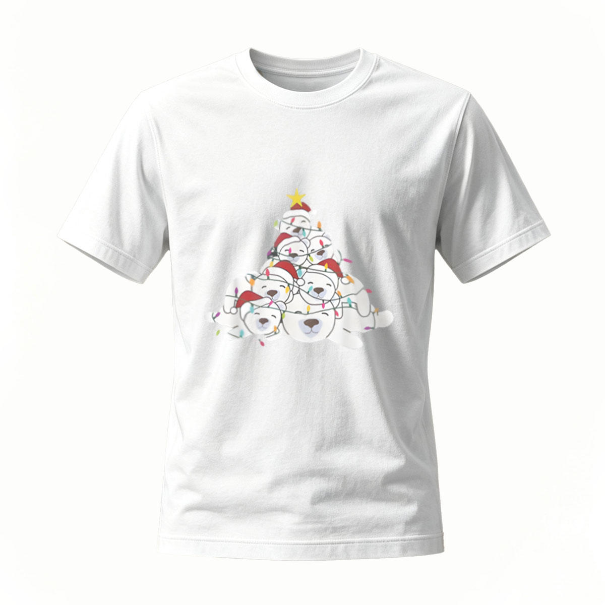 Christmas Tree Cat Stack Men's T-Shirt Holiday Gift Wear - Image 2