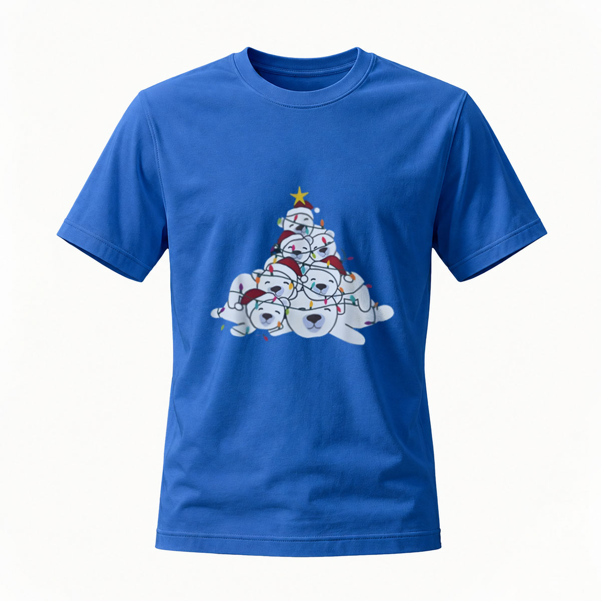 Christmas Tree Cat Stack Men's T-Shirt Holiday Gift Wear - Image 4