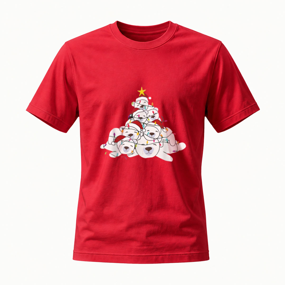 Christmas Tree Cat Stack Men's T-Shirt Holiday Gift Wear - Image 5