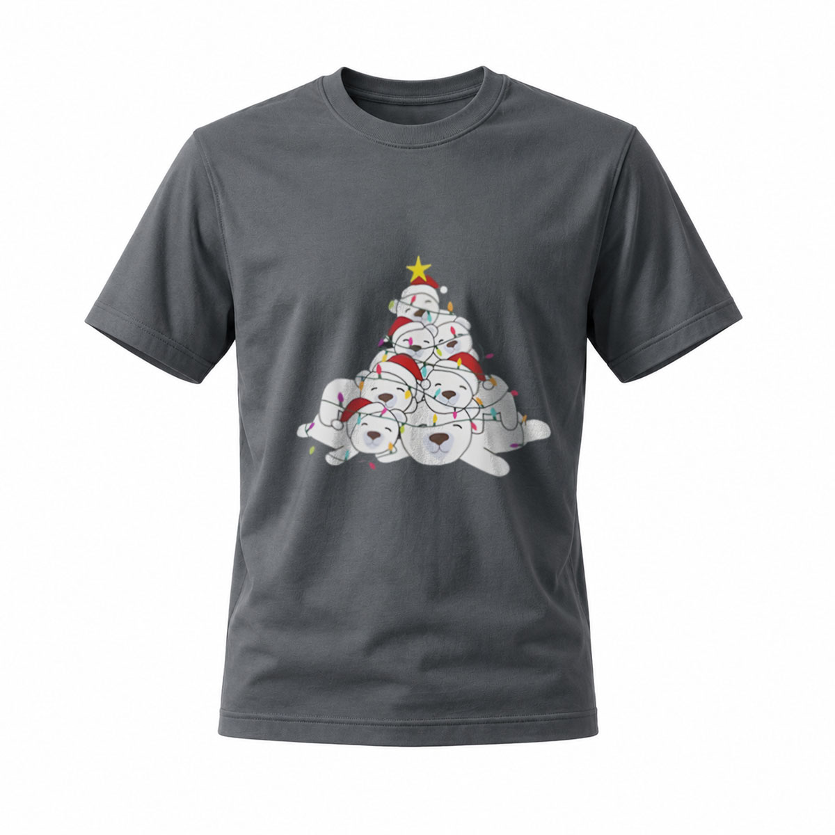 Christmas Tree Cat Stack Men's T-Shirt Holiday Gift Wear - Image 6