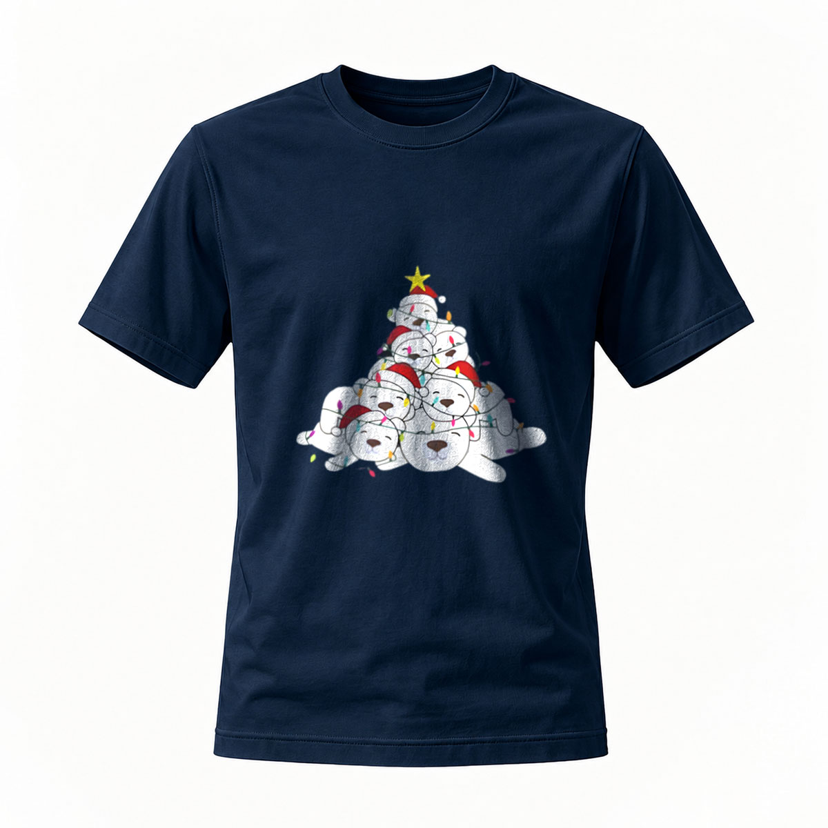 Christmas Tree Cat Stack Men's T-Shirt Holiday Gift Wear - Image 7