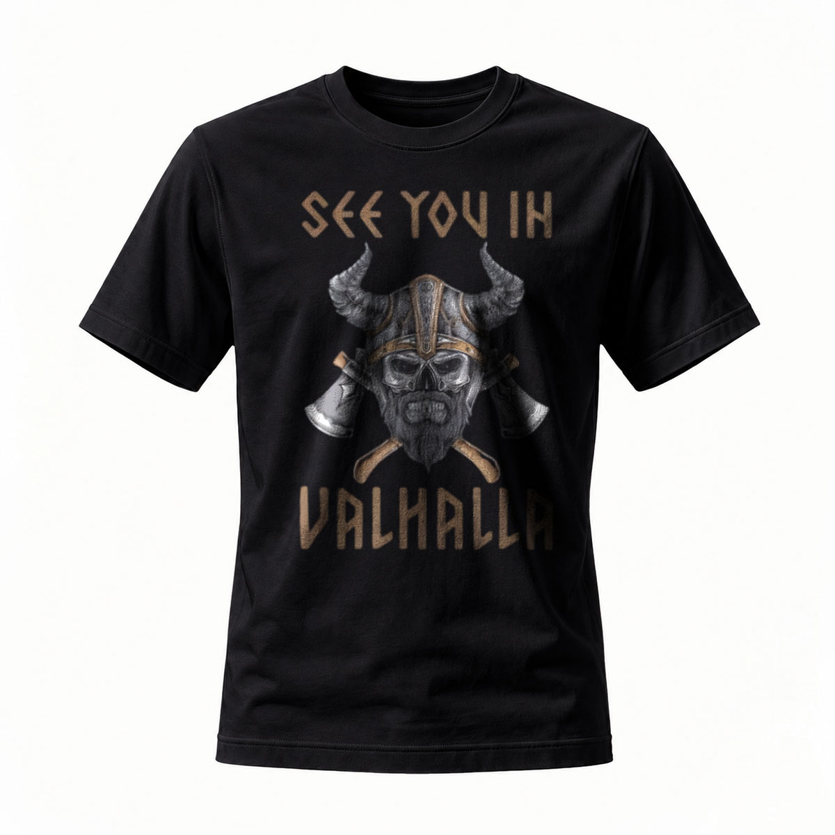 See You In Valhalla Viking Skull T-Shirt Men's Casual Wear