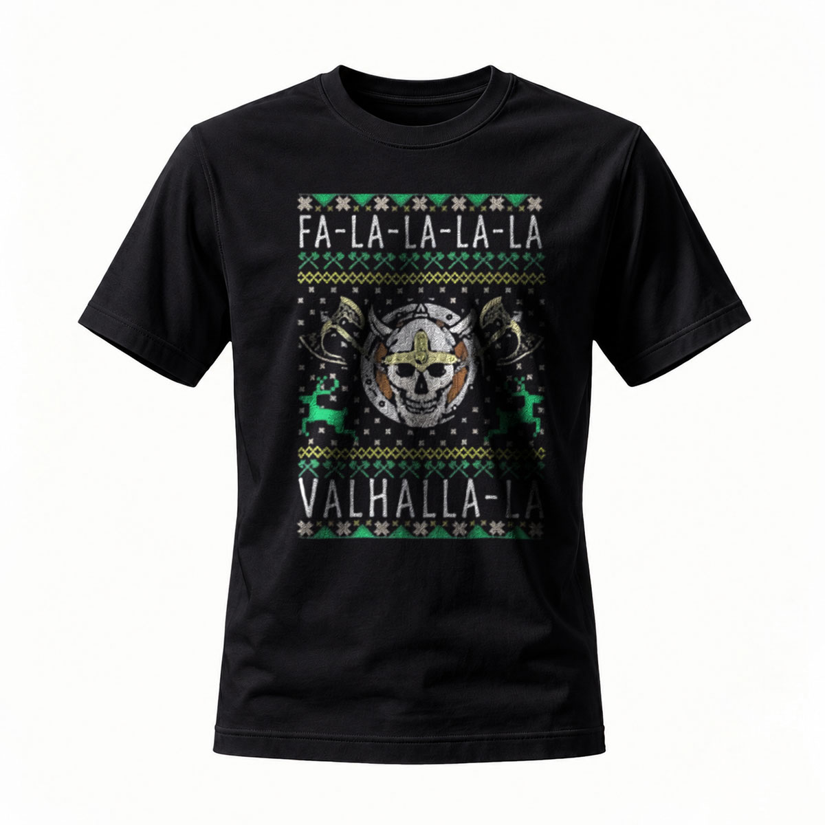 Fa La La Valhalla Viking Skull Christmas T-Shirt Men's