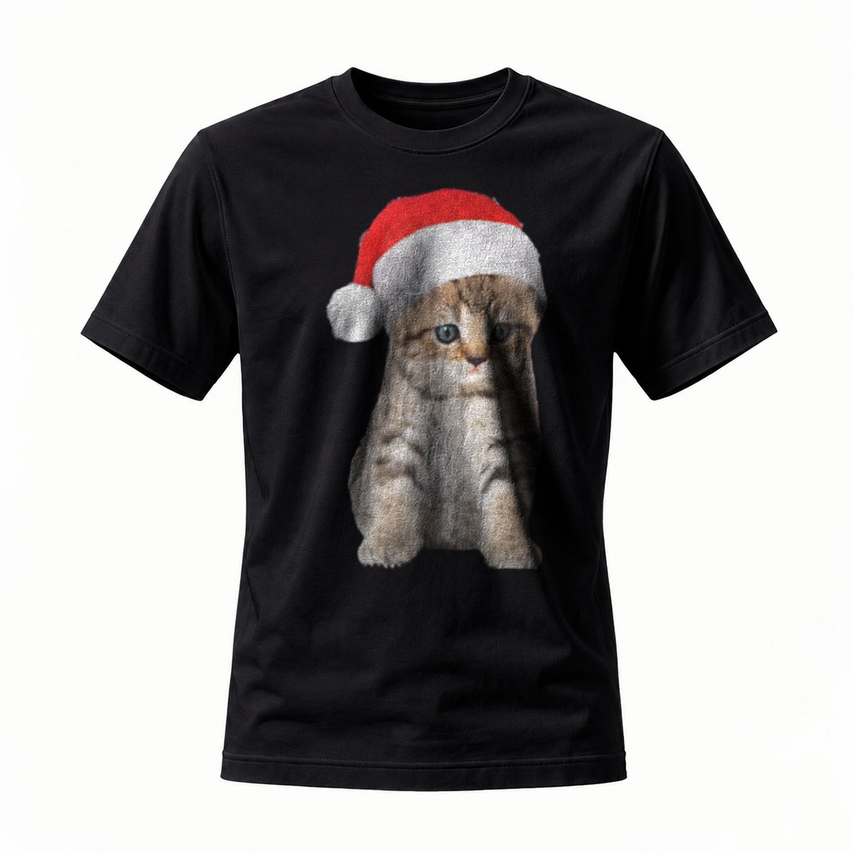Christmas Cat Santa Hat Men's T-Shirt Holiday Gift Fun Wear