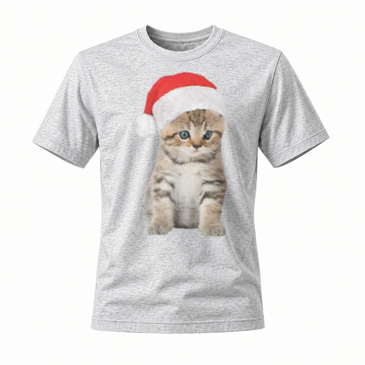 Christmas Cat Santa Hat Men's T-Shirt Holiday Gift Fun Wear - Image 3