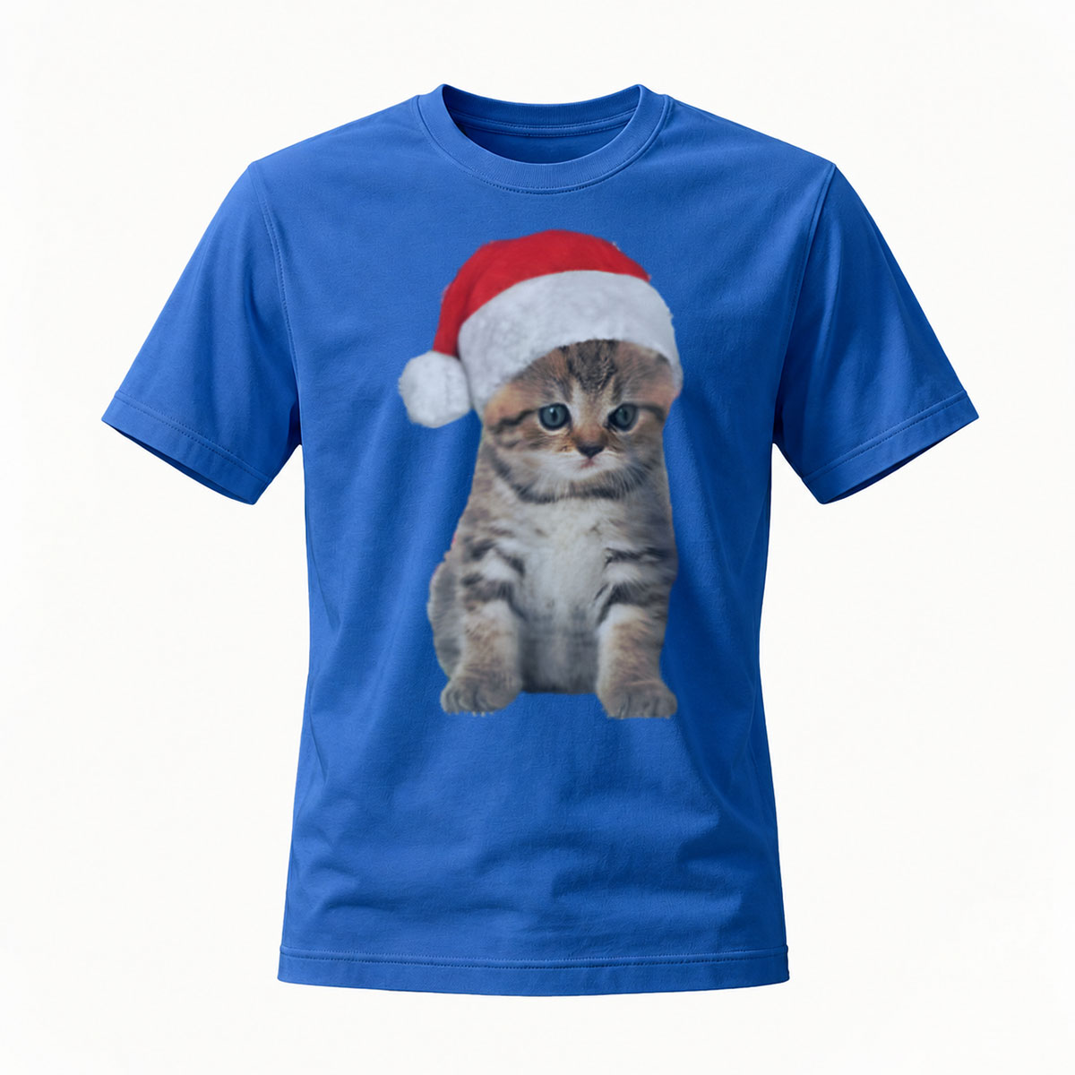 Christmas Cat Santa Hat Men's T-Shirt Holiday Gift Fun Wear - Image 4