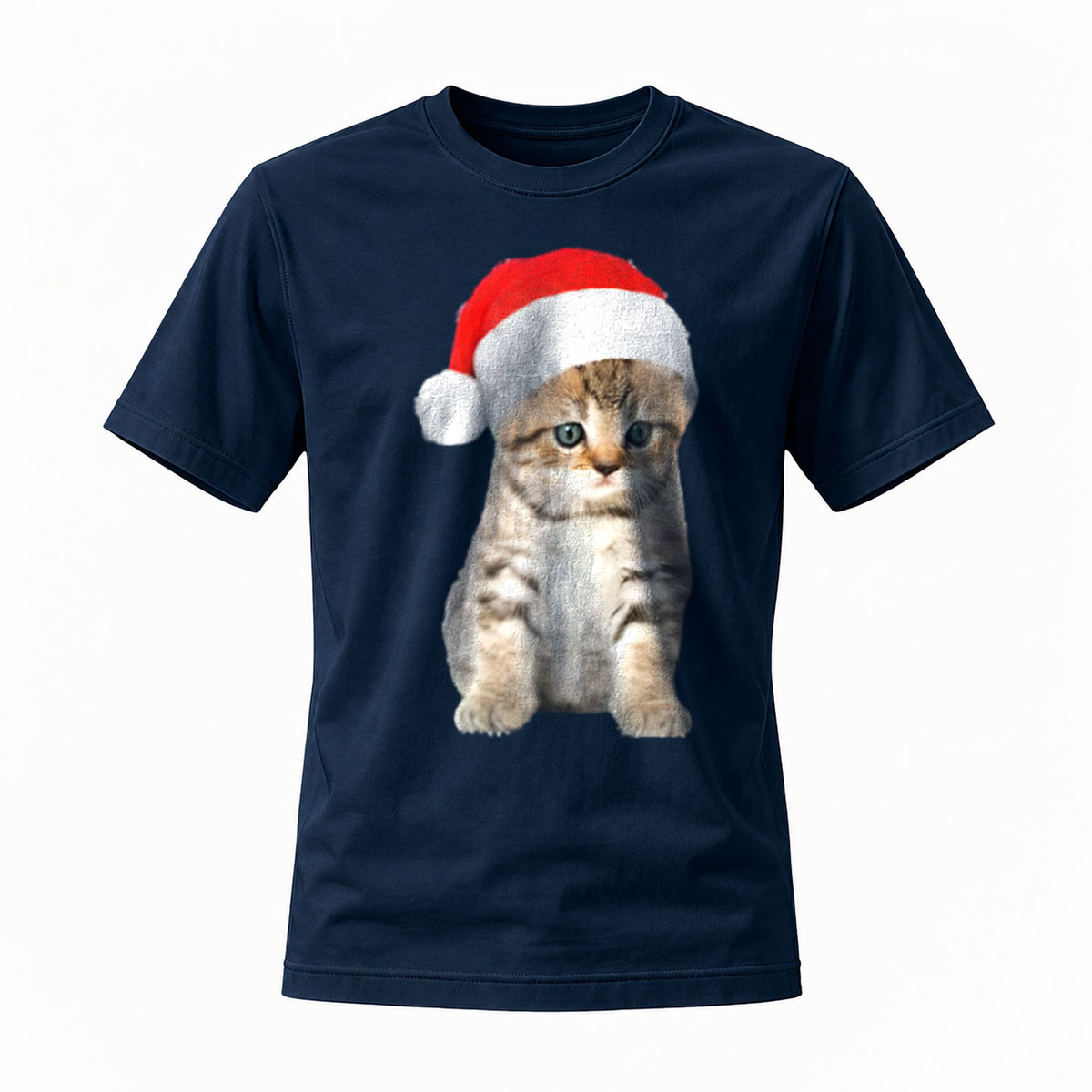 Christmas Cat Santa Hat Men's T-Shirt Holiday Gift Fun Wear - Image 7
