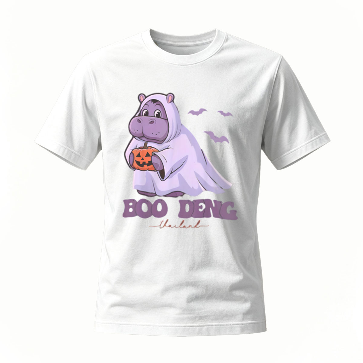 Halloween Hippo Ghost T-Shirt Men's Funny Costume Party Wear - Image 2