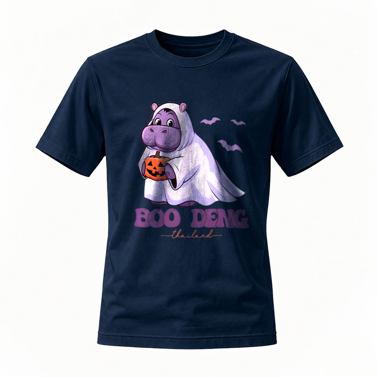 Halloween Hippo Ghost T-Shirt Men's Funny Costume Party Wear - Image 7