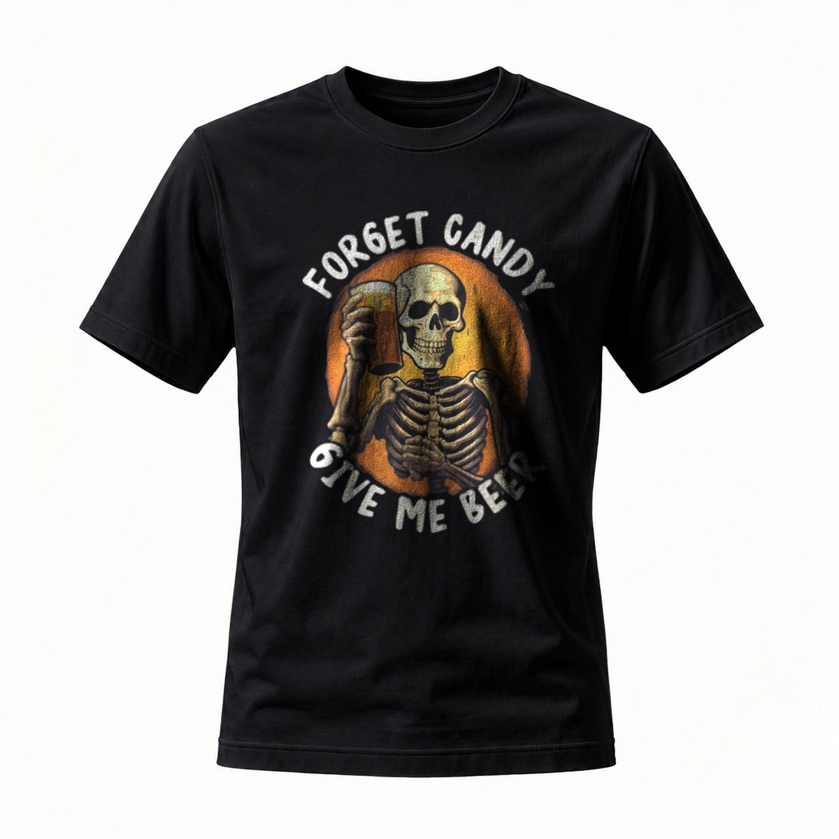 Forget Candy Give Me Beer Skeleton T-Shirt Men's Halloween Gift