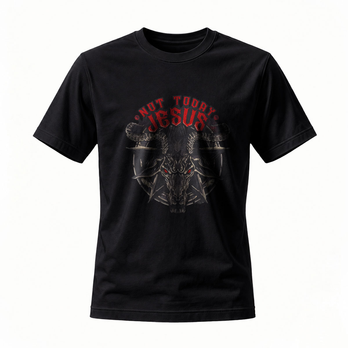 Not Today Jesus Demon Skull Men's T-Shirt Gothic Rock Style