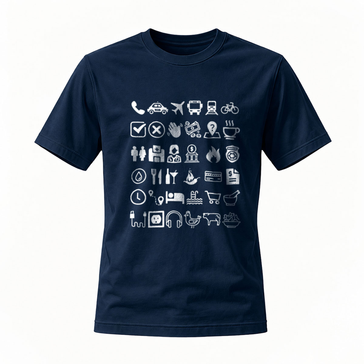 Men's Black T-Shirt with Icon Print Design for Daily Life Activities - Image 7