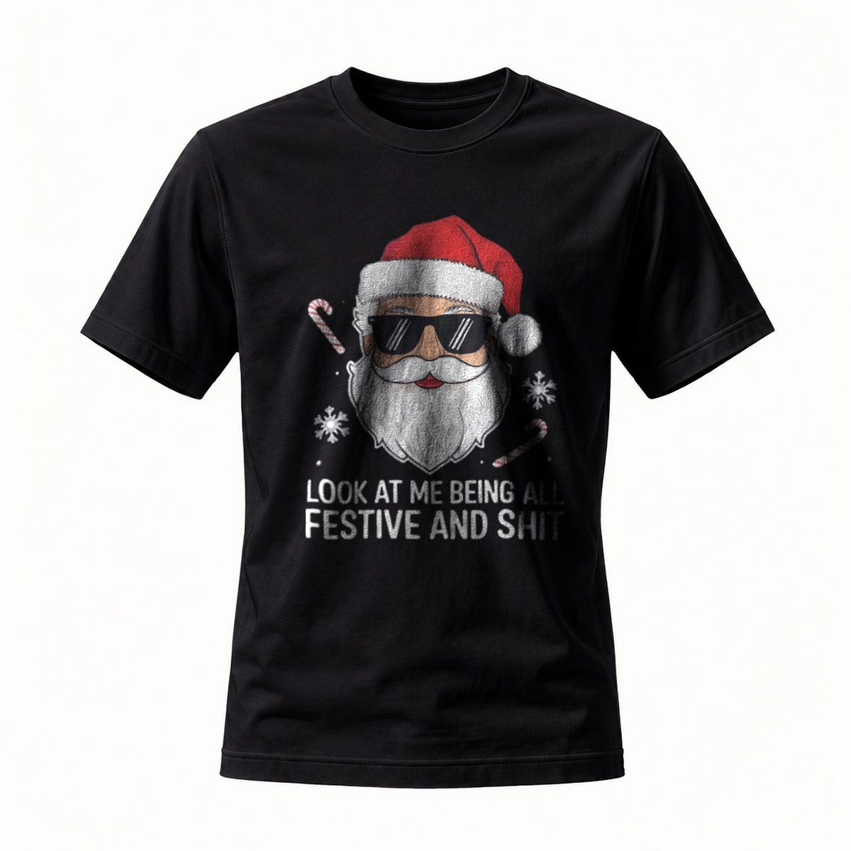 Festive Santa Face T-Shirt Men's Christmas Gift Wear