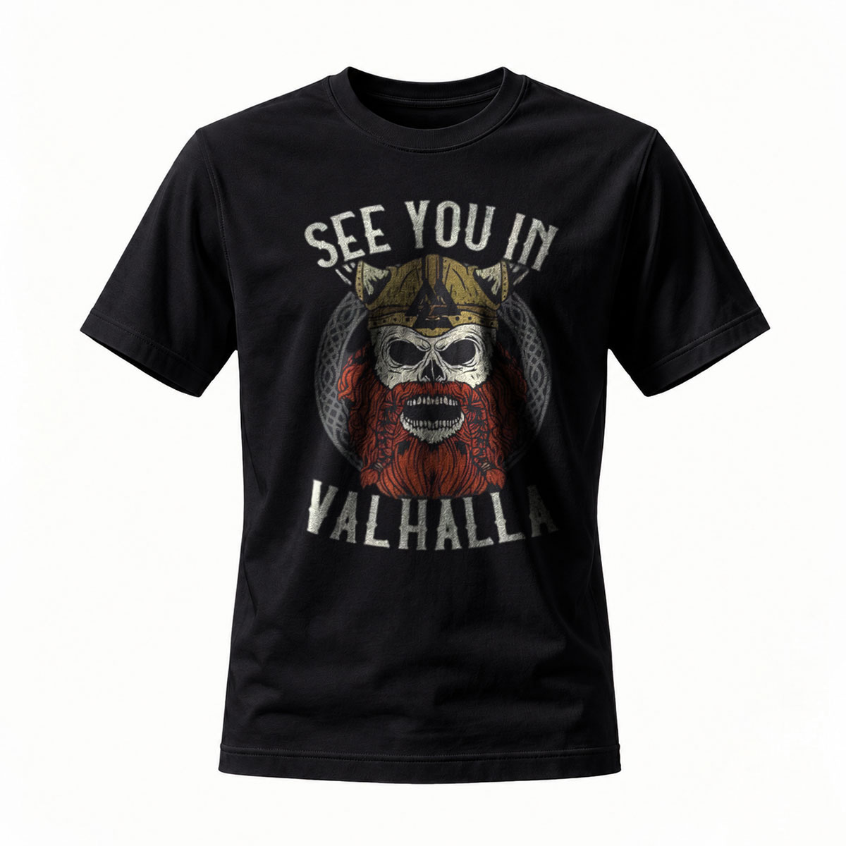 See You In Valhalla Viking Skull T-Shirt Men's Casual Wear