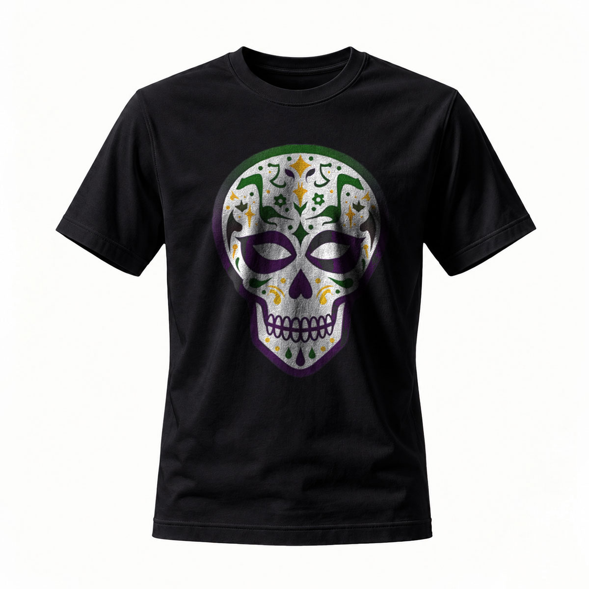 Day of the Dead Sugar Skull Men's T-Shirt Mardi Gras Style