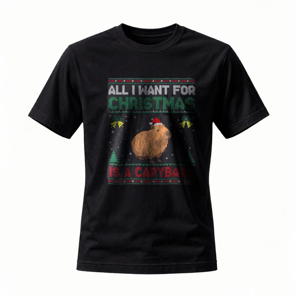 All I Want for Christmas is a Capybara T-Shirt Men's Women's Holiday Gift