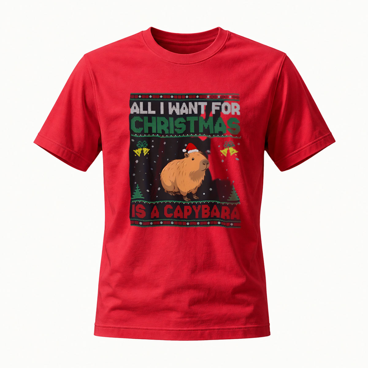 All I Want for Christmas is a Capybara T-Shirt Men's Women's Holiday Gift - Image 5