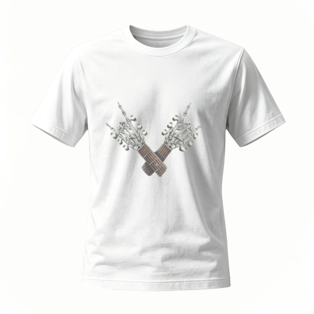 Black T-Shirt with Crossed Skeletal Hands Graphic Men's Fashion Statement Shirt - Image 2