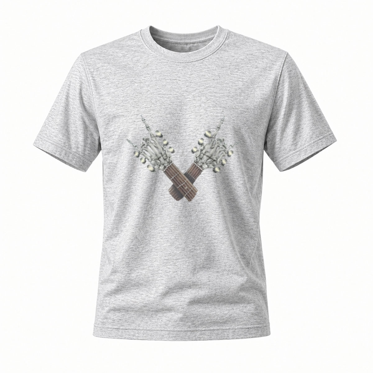 Black T-Shirt with Crossed Skeletal Hands Graphic Men's Fashion Statement Shirt - Image 3