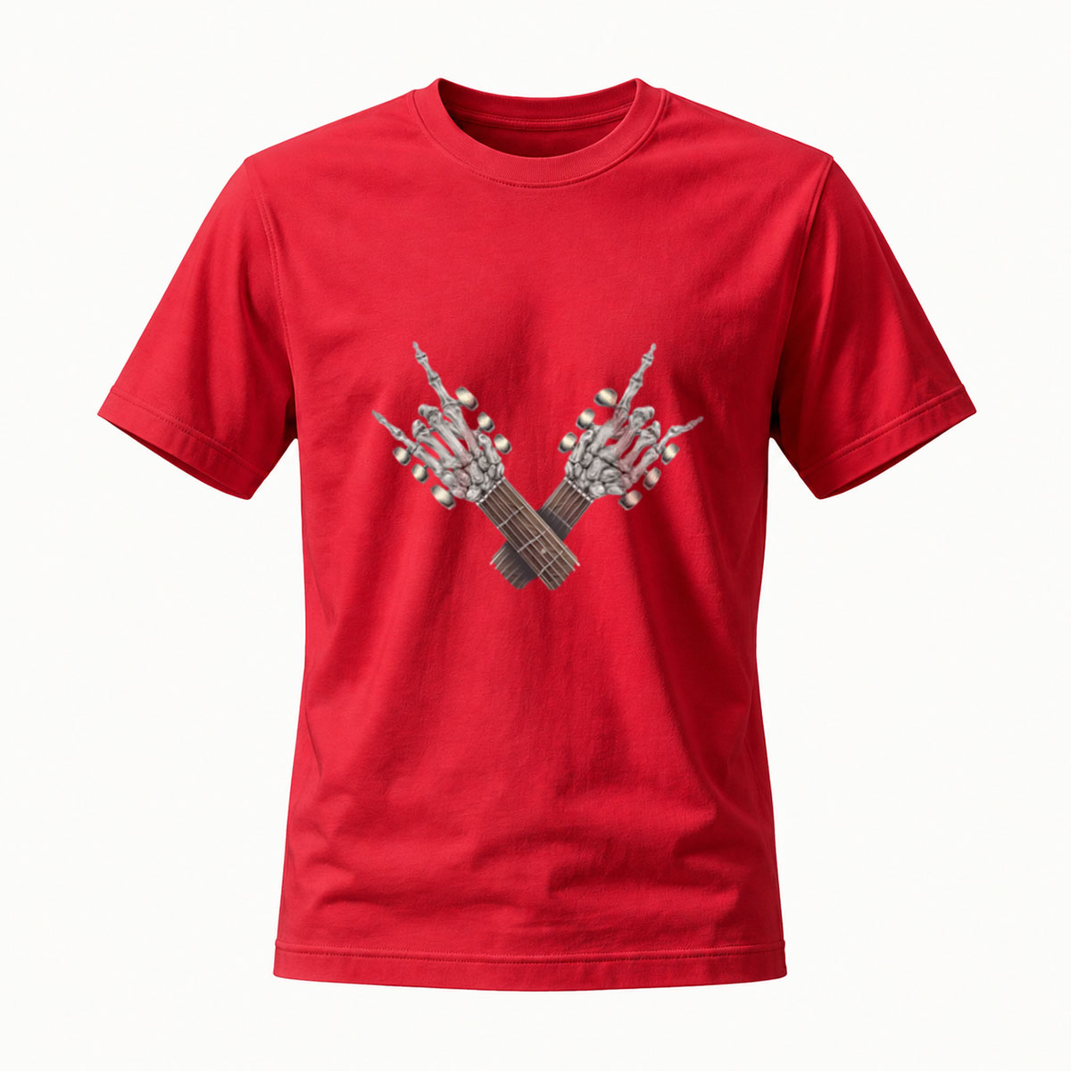 Black T-Shirt with Crossed Skeletal Hands Graphic Men's Fashion Statement Shirt - Image 5