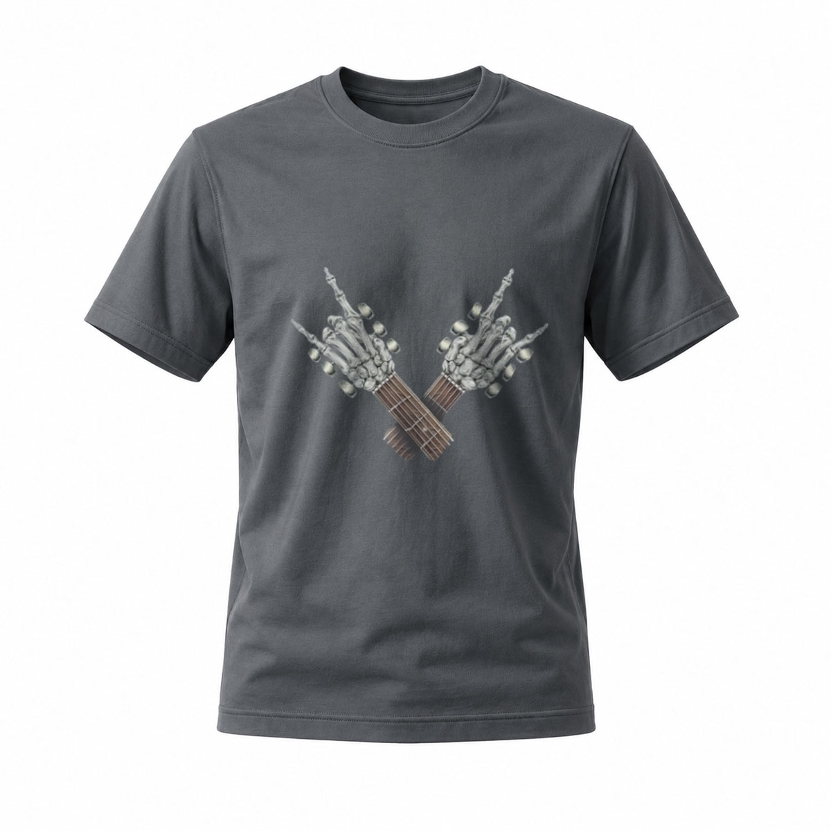 Black T-Shirt with Crossed Skeletal Hands Graphic Men's Fashion Statement Shirt - Image 6