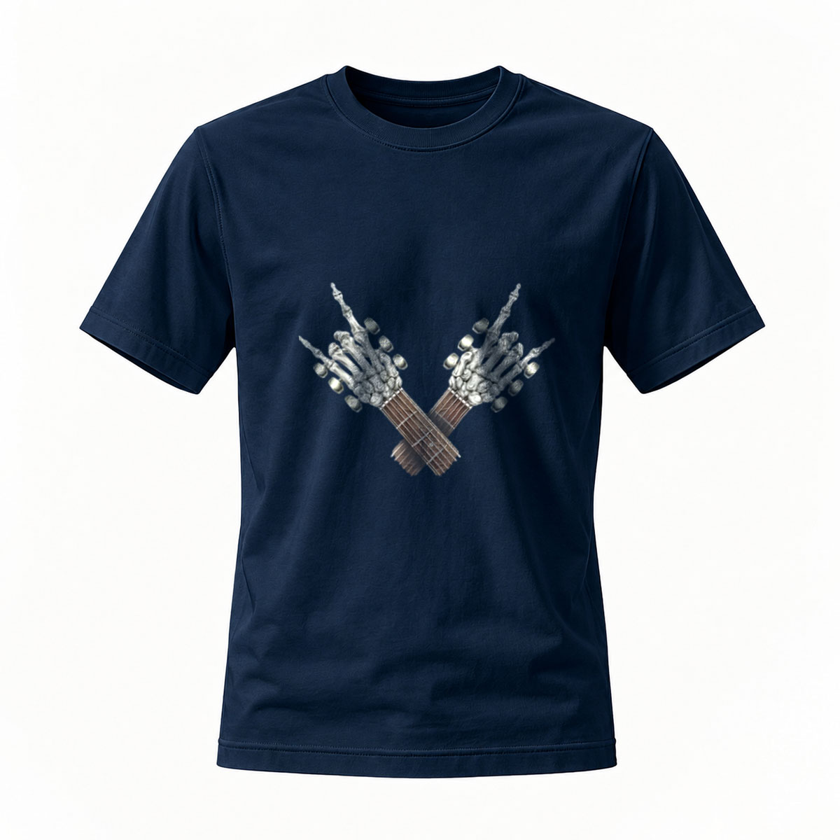 Black T-Shirt with Crossed Skeletal Hands Graphic Men's Fashion Statement Shirt - Image 7