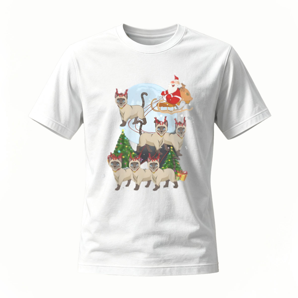 Christmas Cats Santa Sleigh Men's T-Shirt Holiday Gift Fun Wear - Image 2