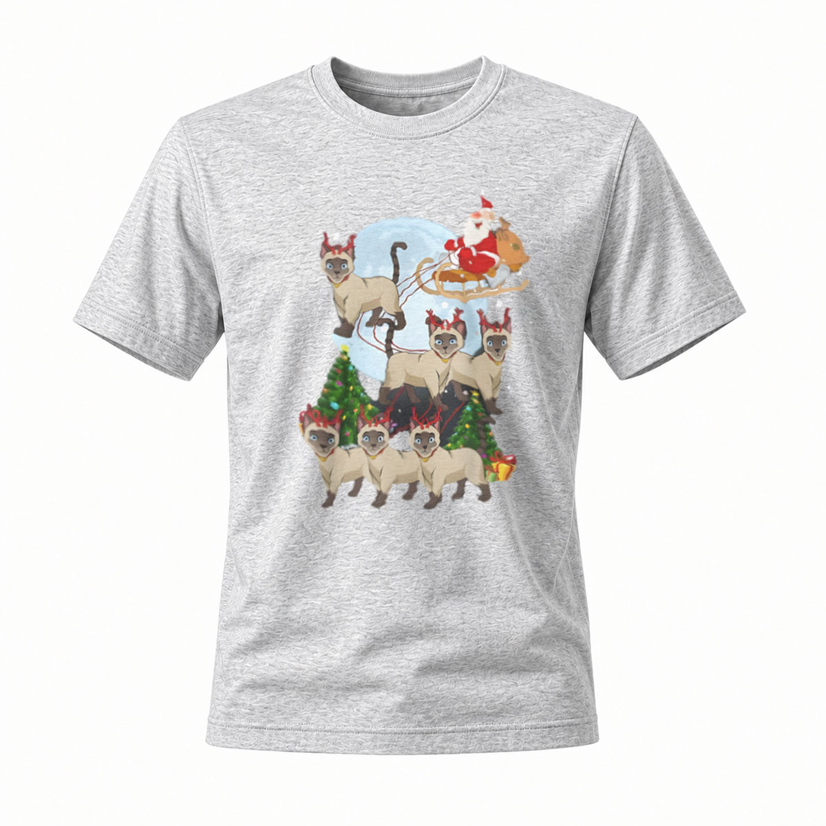 Christmas Cats Santa Sleigh Men's T-Shirt Holiday Gift Fun Wear - Image 3