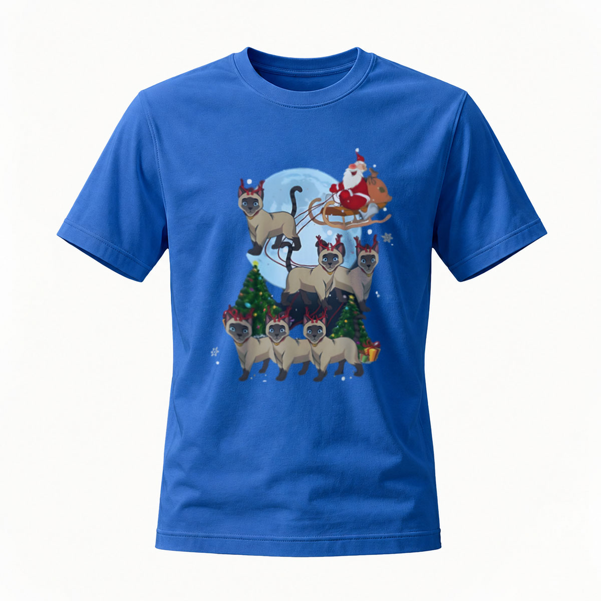 Christmas Cats Santa Sleigh Men's T-Shirt Holiday Gift Fun Wear - Image 4