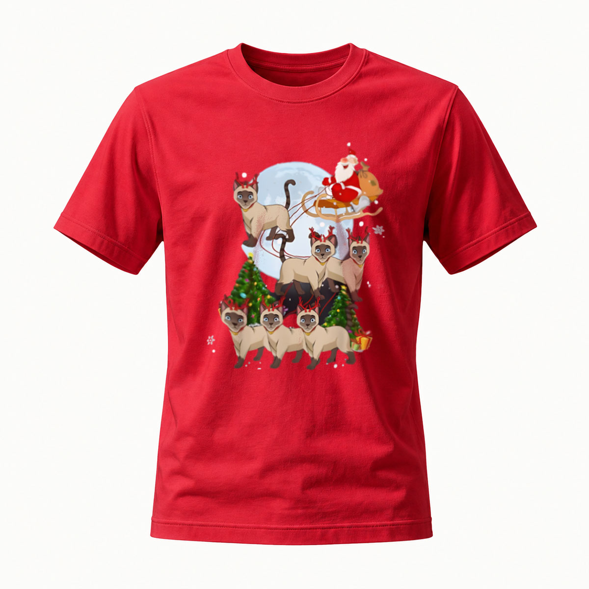 Christmas Cats Santa Sleigh Men's T-Shirt Holiday Gift Fun Wear - Image 5